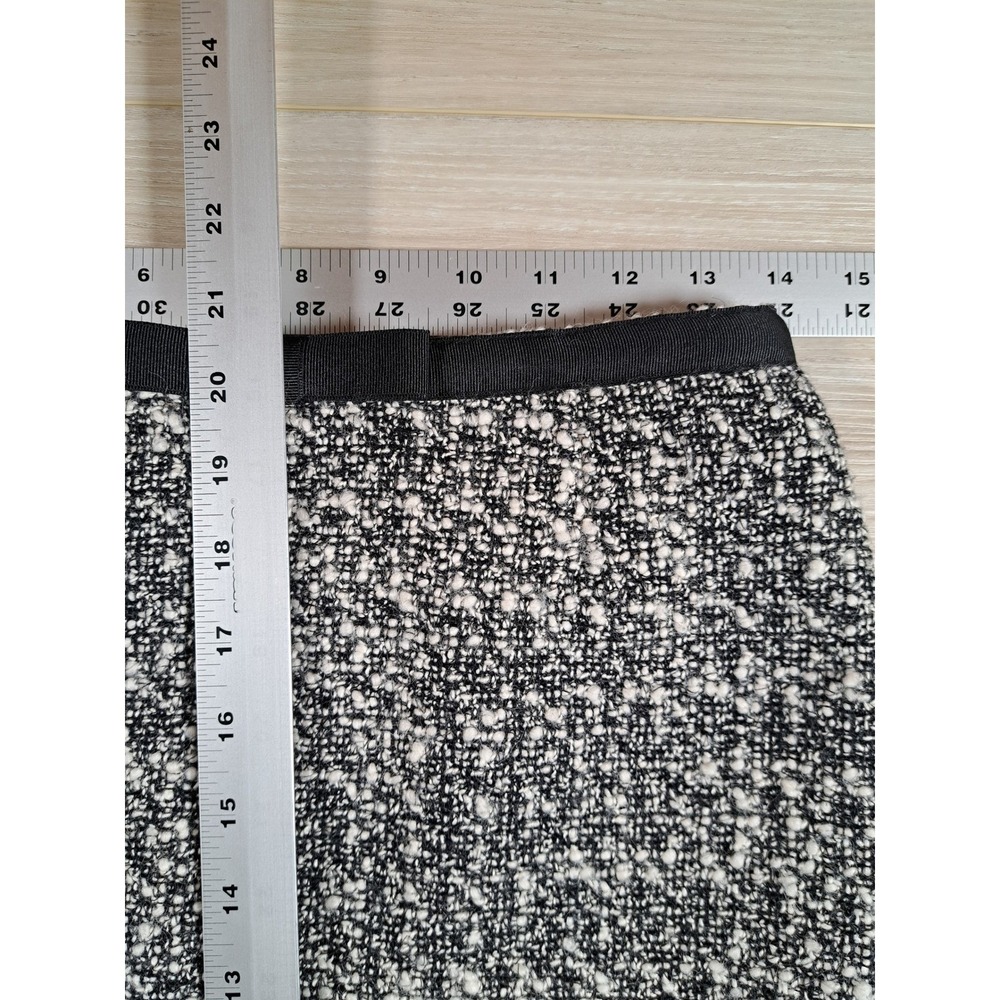 Ann Taylor Factory Black White Tweed Wool‎ Blend Pencil Skirt Bow Waist 4P - Picture 2 of 4